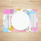 Aperturee - White Colorful Patterns Modern Set Of 4 Placemats